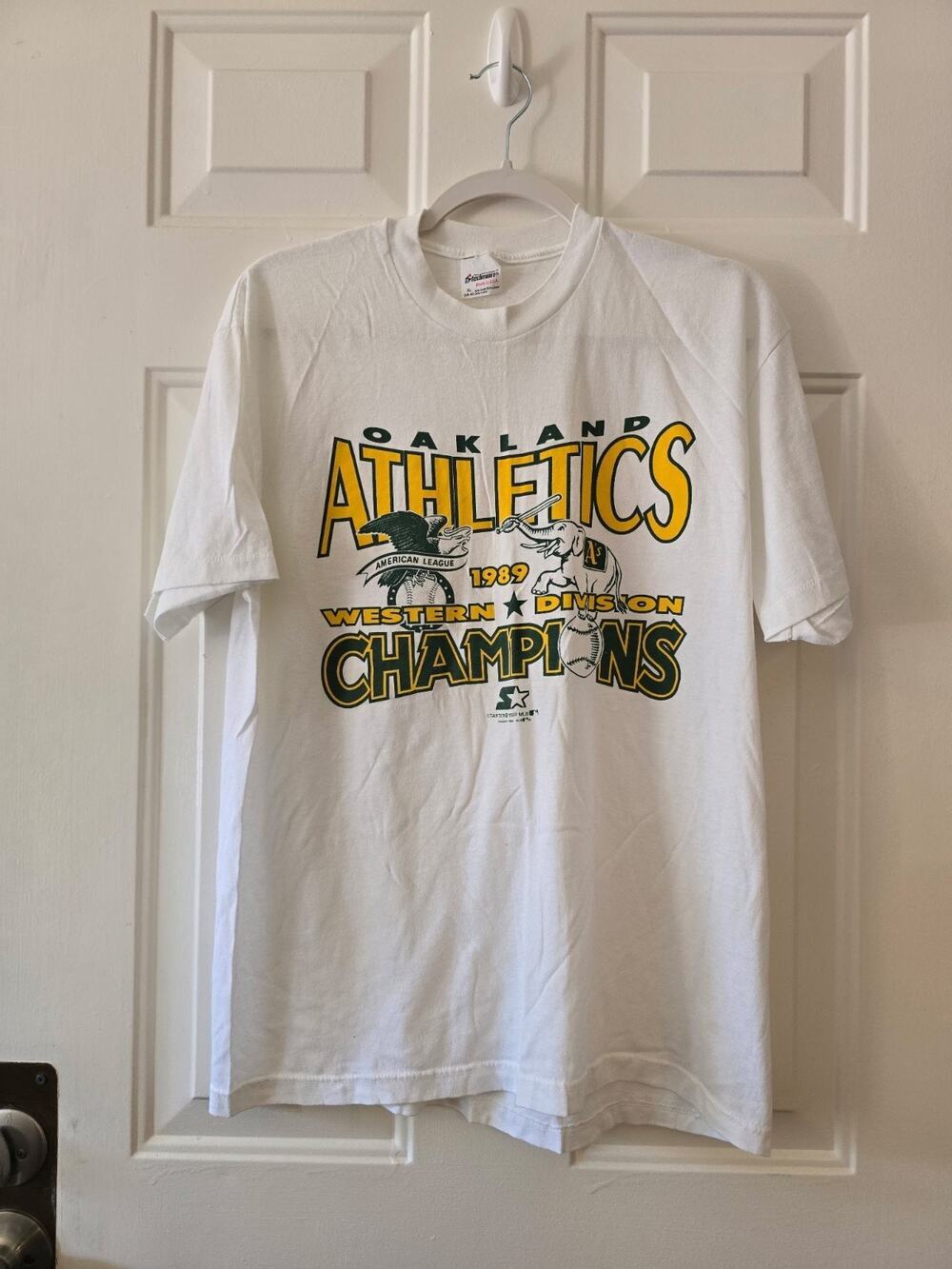 Vintage 1989 Oakland As Western Division Champions Shirt XL Stedman Starter MLB